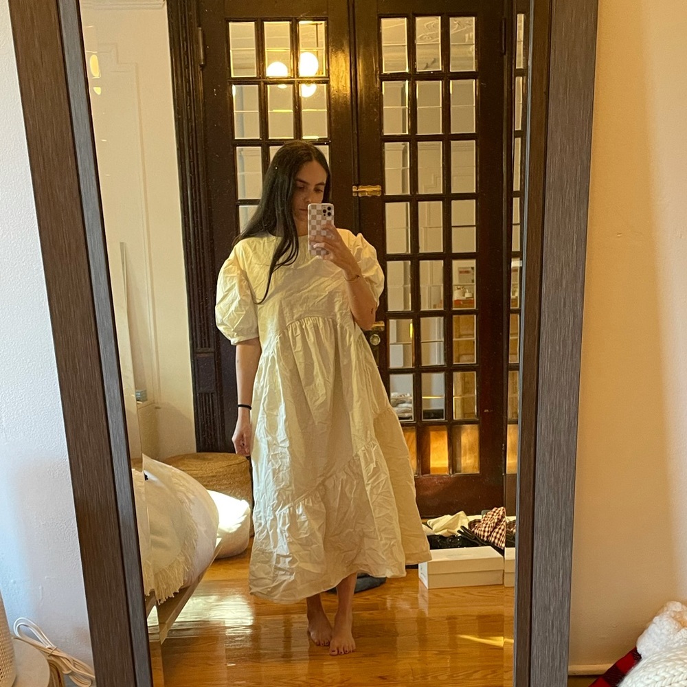 Cream-colored cottagecore dress
